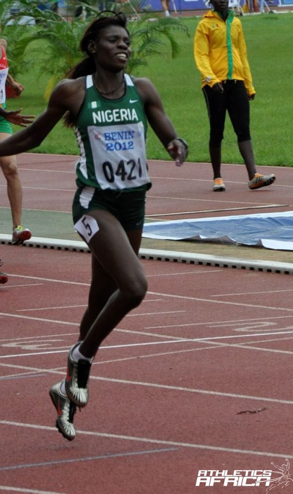 Ajoke Odumosu winning the African Championships in Porto-Novo in June 2012 / Photo credit: Yomi Omogbeja